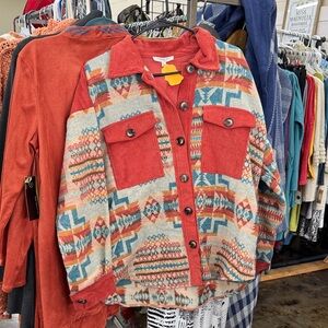 Colorful Aztec Button-Up Jacket